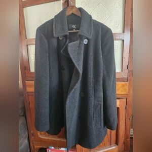 Calvin Klein Charcoal Gray Peacoat for Women XL Wool Blend Coat